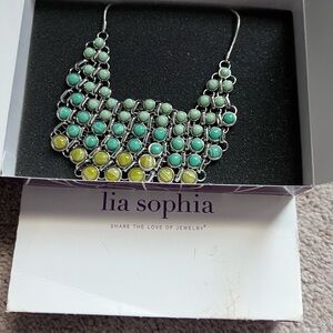 Lia Sophia Turquoise and Yellow Beaded Necklace